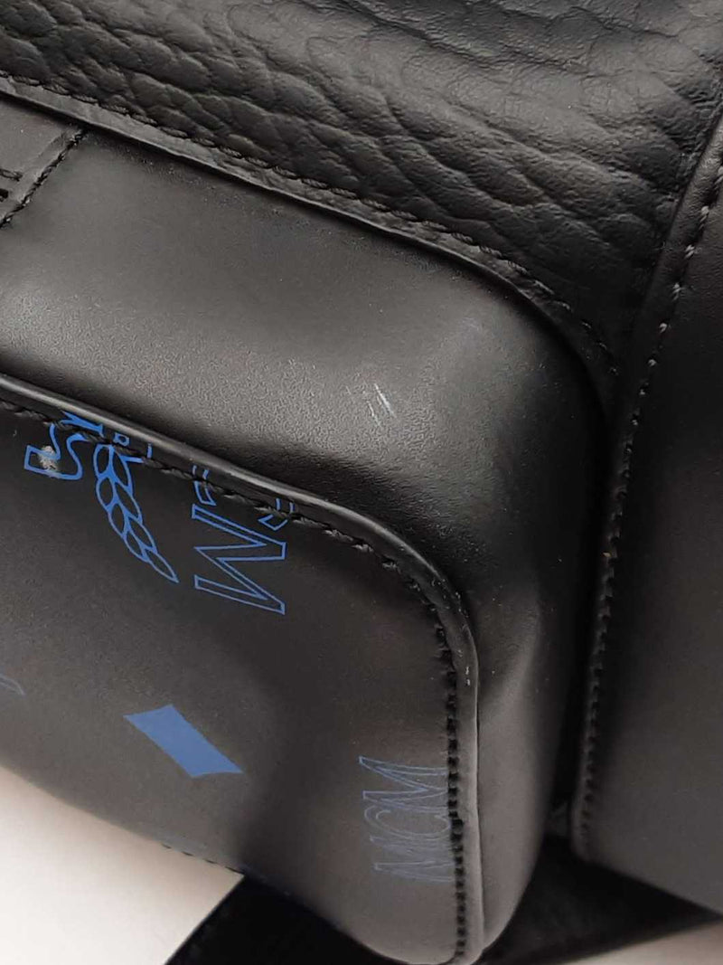 Mcm Brandenburg Visetos Logo Embossed Black Leather Backpack Fw0525wrxdu