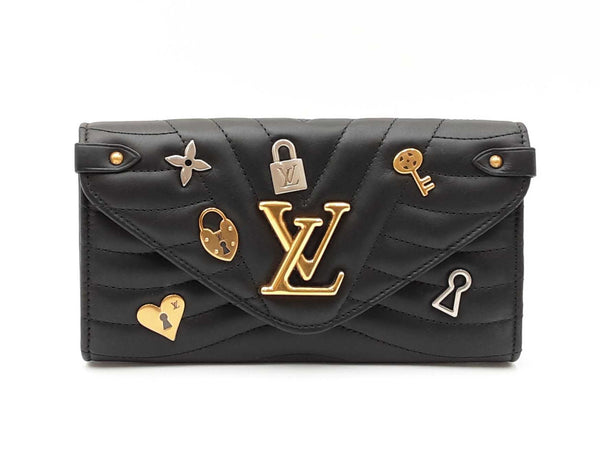 Louis Vuitton Love Lock New Wave Black Leather Long Wallet Fw0625wzxdu