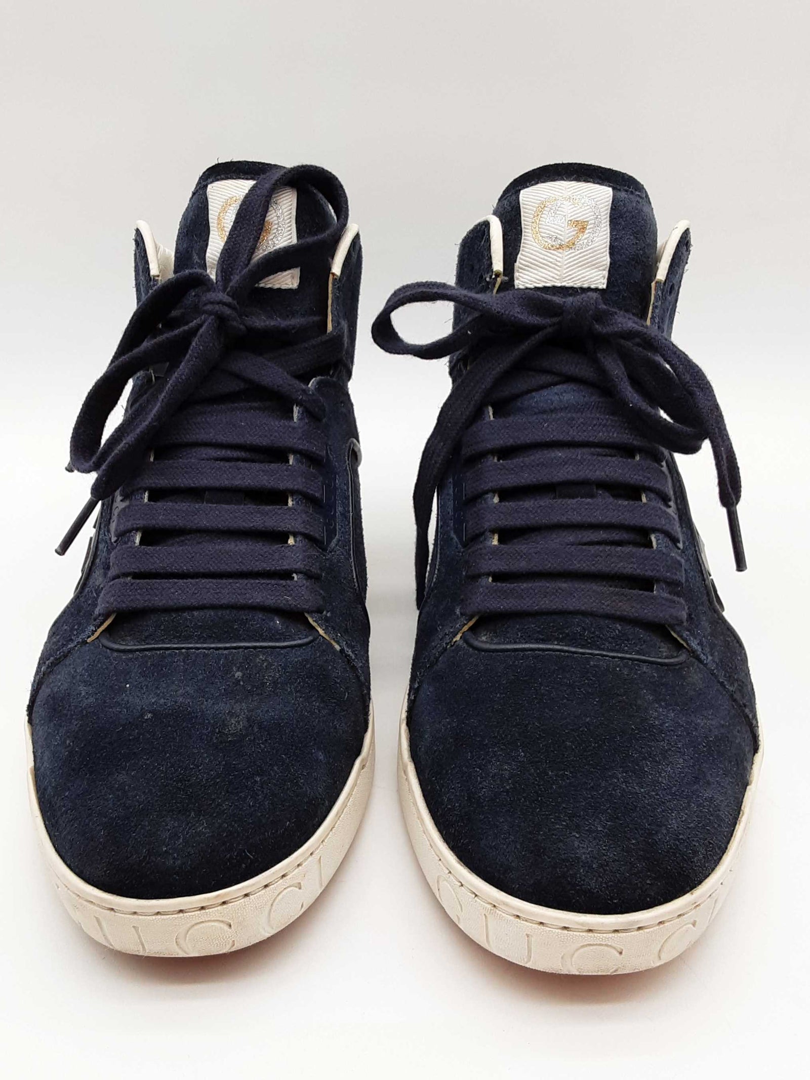 Gucci 295322 Blue Suede High Top Sneakers Size Gucci/ Uk 6