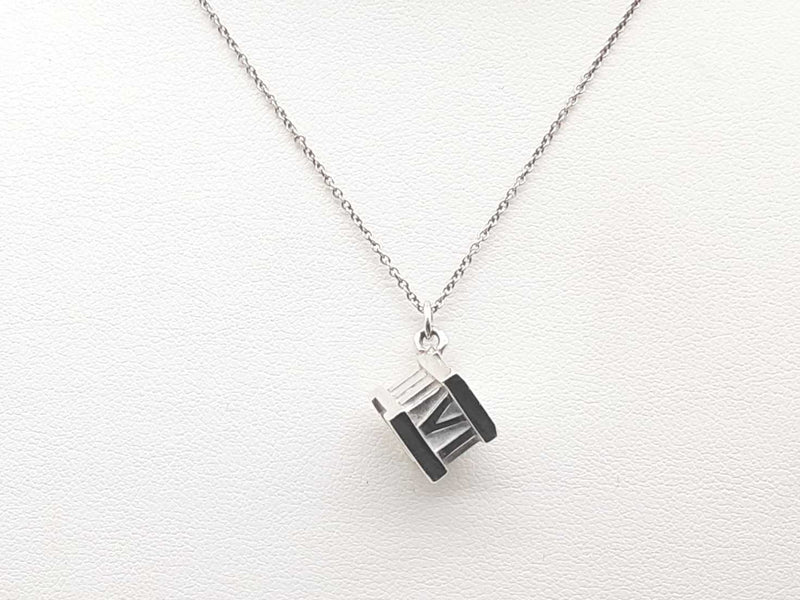 Tiffany & Co Sterling Silver Atlas Cube Necklace 18 In Lh0224oxzde