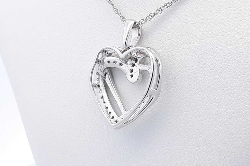 Approx. 0.23ctw Lab Grown Diamond 925 Heart Pendant & Chain 3.4g Eb1124pcsa