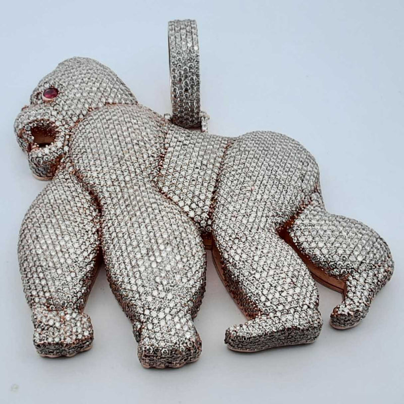 10k Rose Gold Diamond Gorilla Pendant 118.8g 49.97cttw 3" Lh0824ixzxde