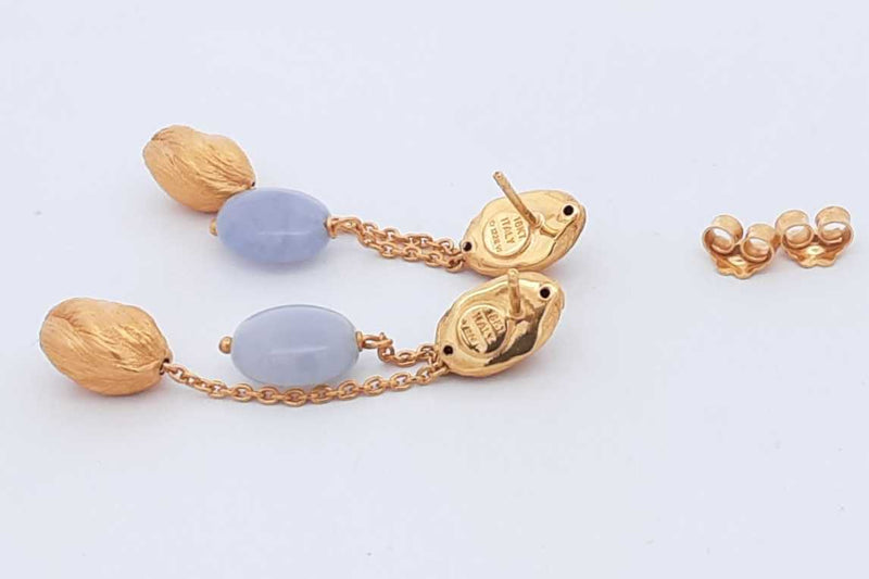 18k Yellow Gold Bracelet & Stud Drop Earrings 14.7 Grams Eb0325lxxzsa