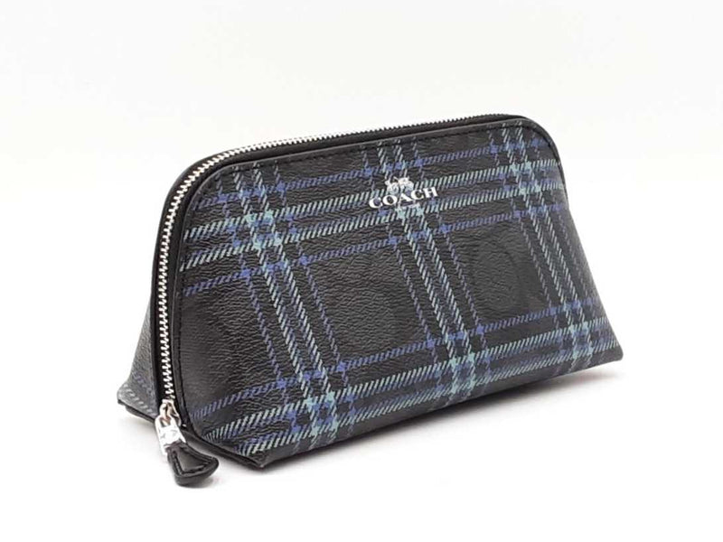 Coach Cosmetic Pouch In Multicolor Plaid Signature Coated Canvas Fw0725pzdu