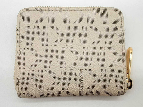 Michael Kors White Signature Coated Canvas Compact Zip Wallet Do1024lrde