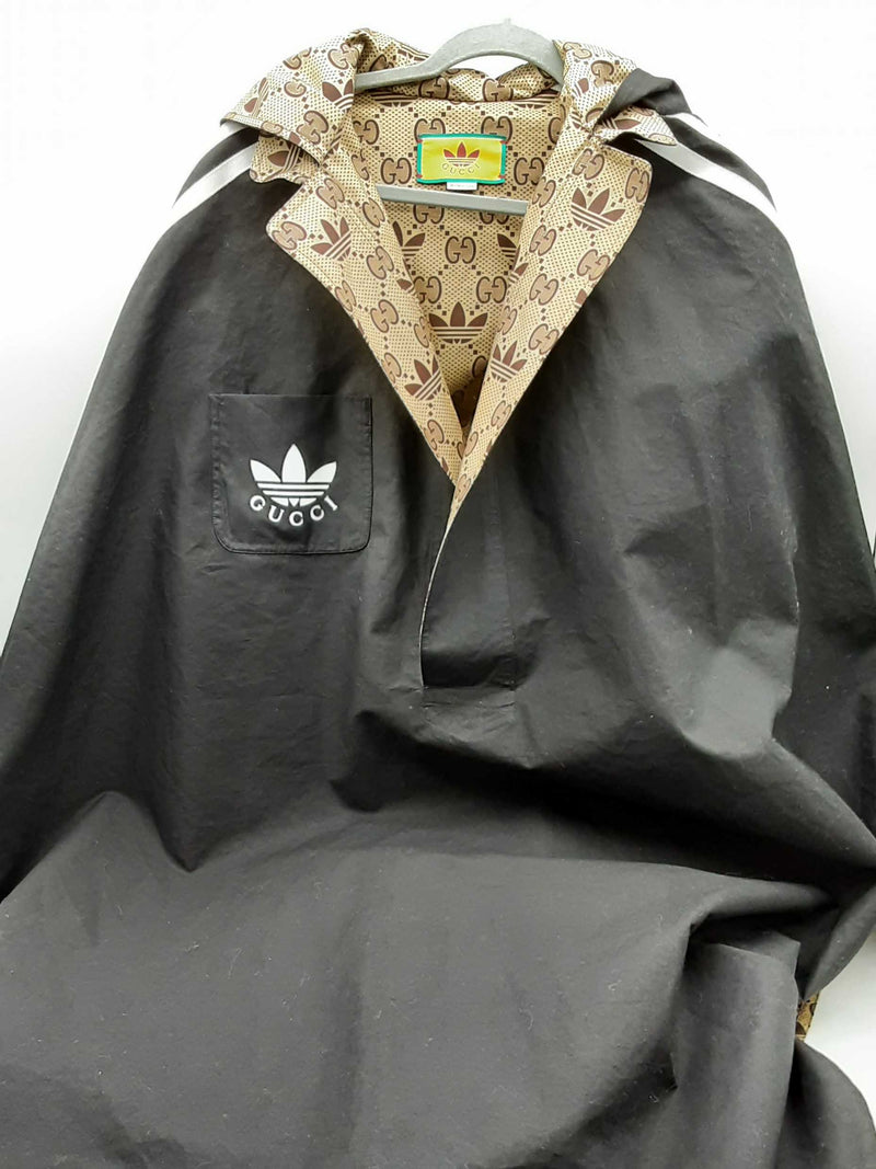 Gucci X Adidas Reversible Black Tan Logo Hooded Cape Poncho Size S Do1124llxzde