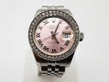 Rolex 26 Datejust Pink Dial Aftermarket Diamond Bezel Steel Jubilee Watch Do0725wxzxde