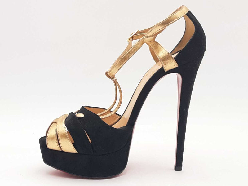 Christian Louboutin Suede Nappa Laminato Glennalta 150 Pumps Black Size 7.5 Aa0525loxsa