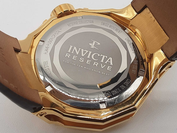 Invicta 52 Reserve Abalone Dial Brown Leather Steel Quartz Watch Do1025lxzde
