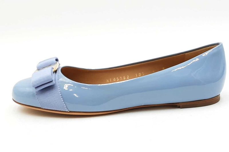 Salvatore Ferragamo Varina Blue Patent Leather Ballet Flats Size 5 Eb1125lxzdu