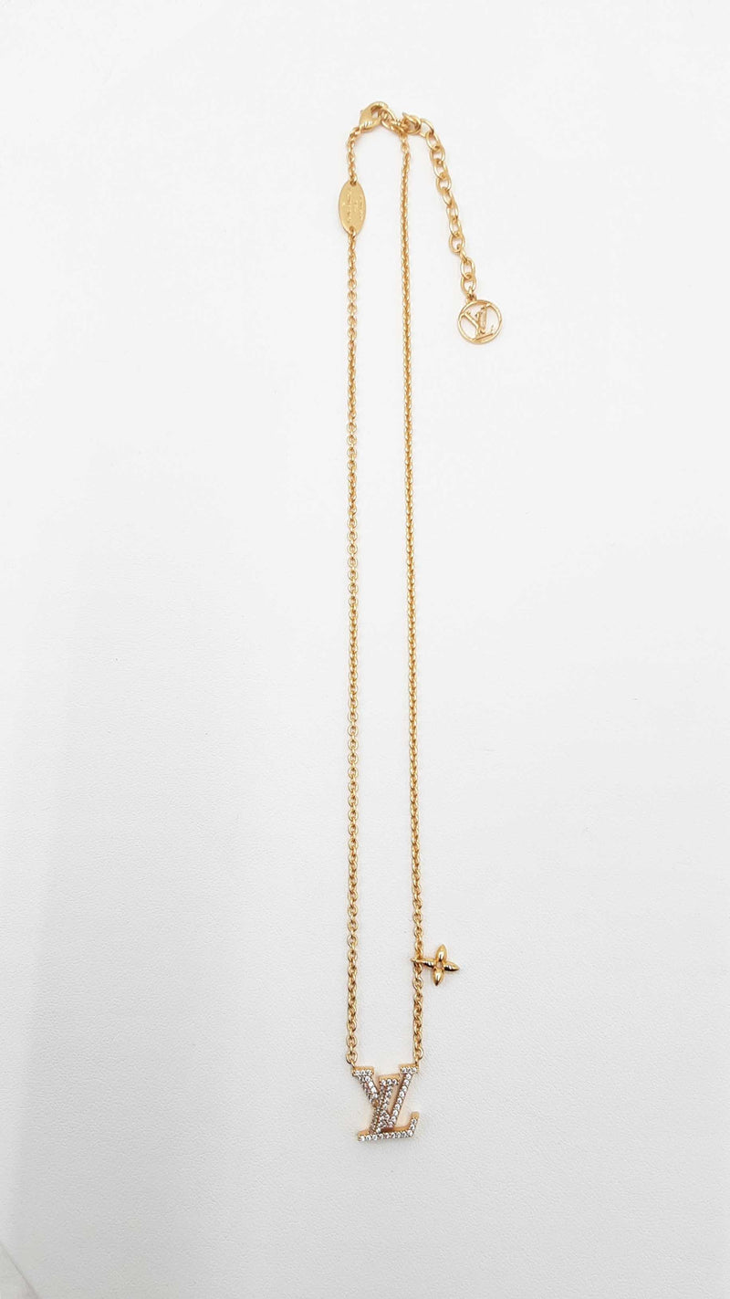 Louis Vuitton Lv Iconic Gold-tone Cubic Zirconia Necklace 18.5 Inch Fw0925lrzdu