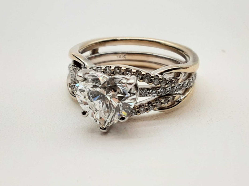 1.96 Ct Lab Grown Heart Cut Diamond 14k Wg 6.3g 2 Set Ring Size 6.5 Do0225lcxzde