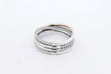 David Yurman Sterling & 18k Yellow Gold Crossover Band Ring 4.7g Sz 7 Eb824lxzdu