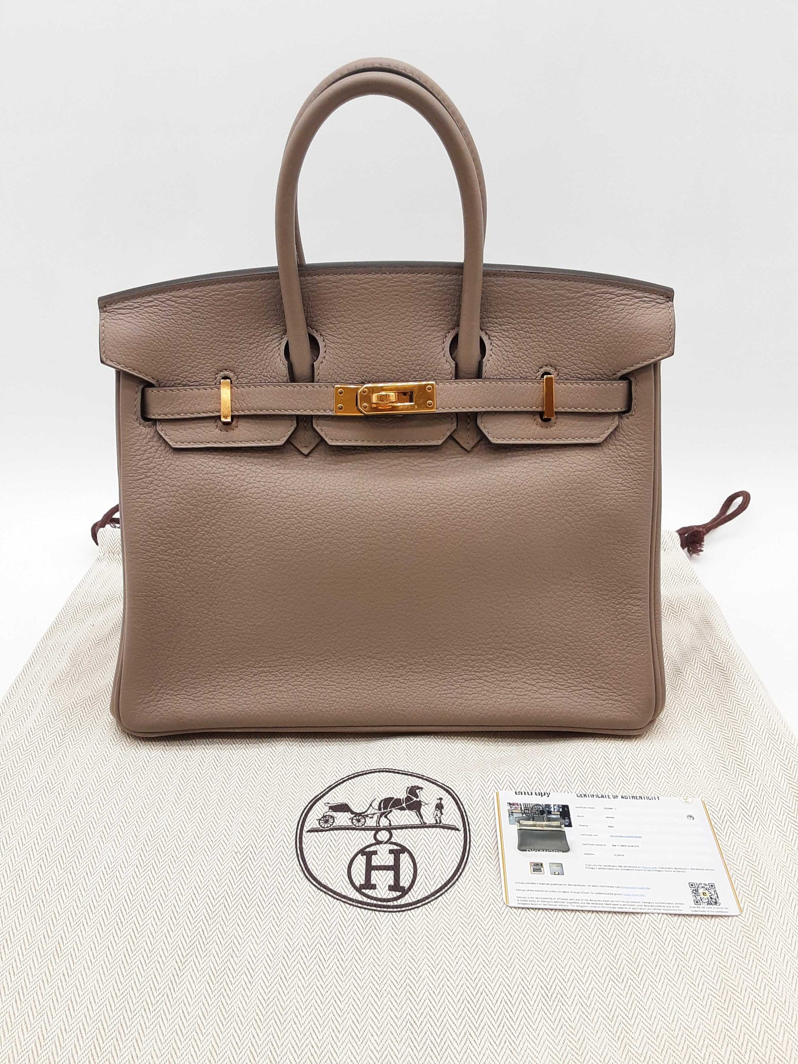 【美品】Birkin ハンドバッグ グレー ゴールド金具/ Hermes Birkin 25 Gris Asphalte Gray Togo Gold Hardware Handbag