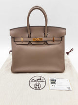 Hermes Birkin 25 Gris Asphalte Gray Togo Gold Hardware Handbag Do0925lerxzde