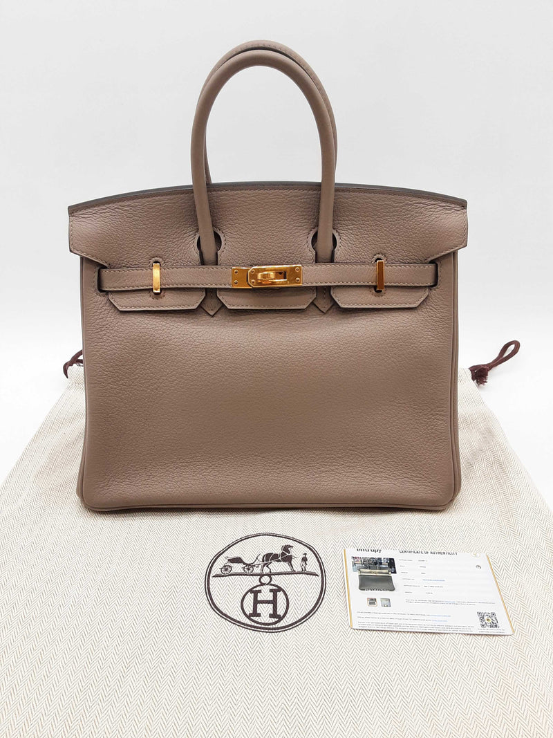 Hermes Birkin 25 Gris Asphalte Gray Togo Gold Hardware Handbag Do0925lerxzde