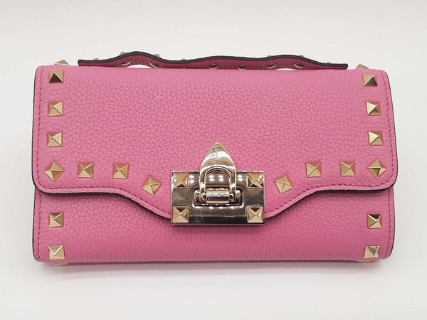 Valentino Garavani Rockstud Pink Calfskin Wallet Sd0925ozxde
