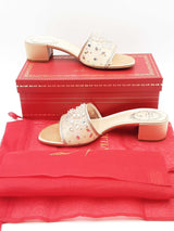 Rene Caovilla Crystal Embellished Nude Cinderella Mules Size 39 Eb1225lrxdu