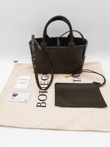 Bottega Veneta Acro Intreccio Dark Green Brown Leather Tote Bag Do1225lwrxde