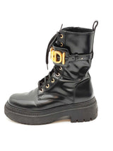 Fendi Fendigraphy Black Leather Biker Boots Size 36.5 Eb0226lxzde