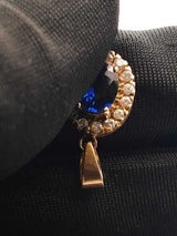 Sapphire & Diamond Halo Pendant In 14k Yellow Gold 1.6 Grams Fw0625ixdu