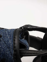 Prada Corsaire Denim Messenger Bag With Back Floral Embroidery Eb0626rxzde