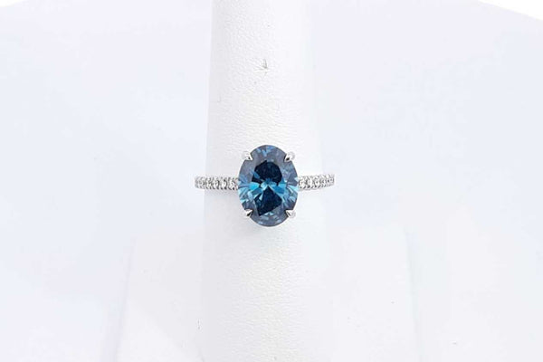 Lab Grown Oval Blue Diamond 2.69ctw Ring In 14k White Gold 3.2g Eb0923orzxsa