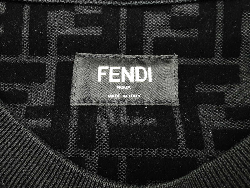 Fendi Black Cotton Velvet Logo Sweater Size Italian Xxxl Do0925lrxde