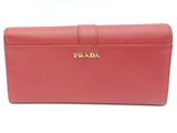 Prada Saffiano Leather Metal Continental Flap Wallet Red Aa0526olrsa