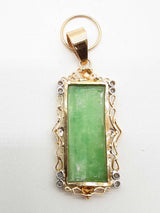 14k Yellow Gold 10.3g Dyed Jade Pendant Do1224lxzxde