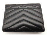 Yves Saint Laurent Ysl Black Chevron Quilted Leather Trifold Wallet Do0426oxzde