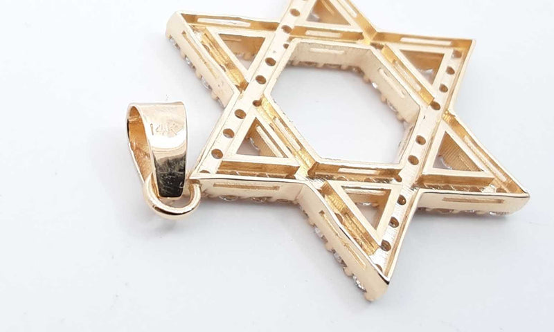 14k Yellow Gold Star Of David Lab Grown Diamond Pendant Ebllordu 144030007273