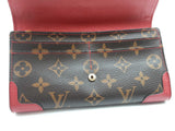 Louis Vuitton Sarah Retiro Brown Monogram Cherry Red Leather Wallet Do0926wxzde