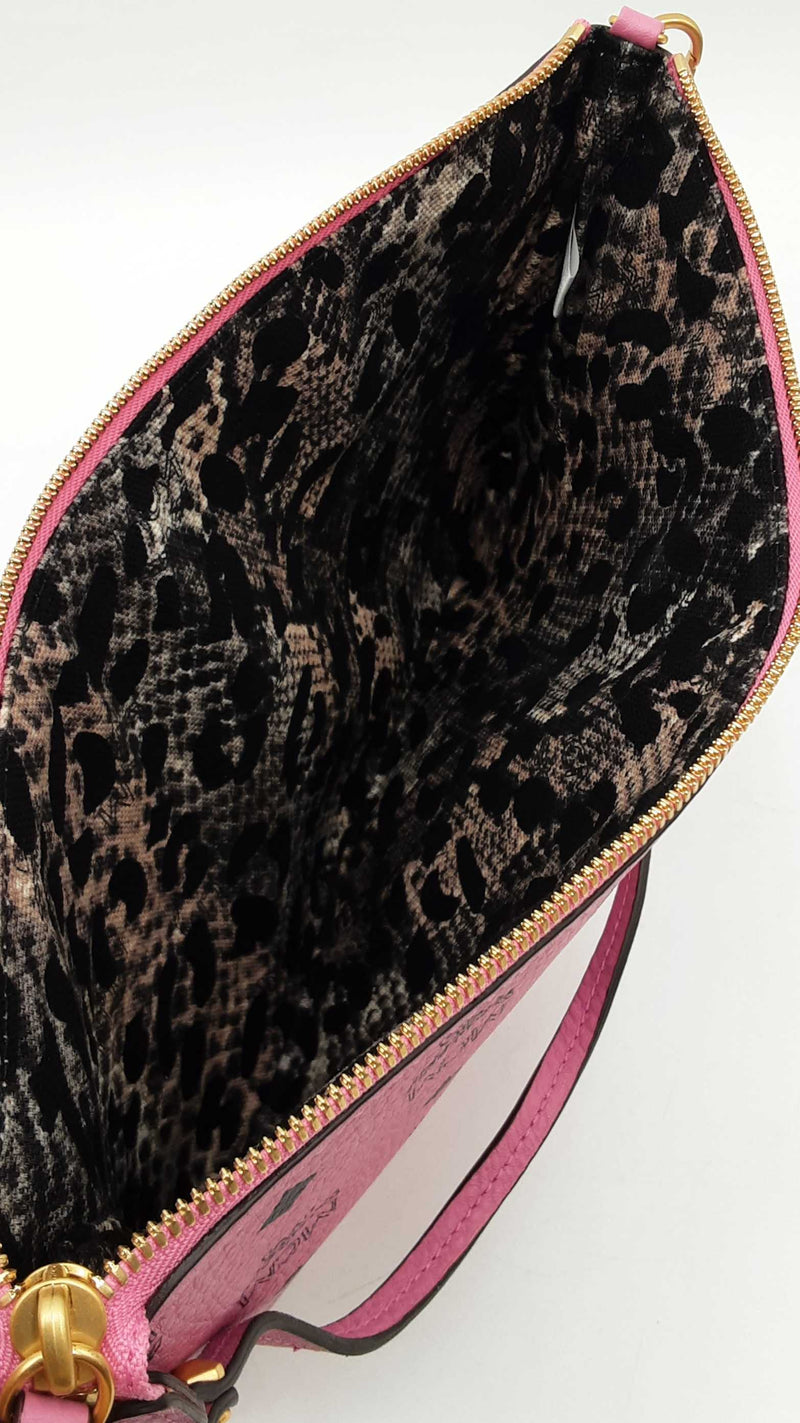 Mcm Stark Wristlet Pouch In Pink Visetos Coated Canvas Fw0525lrzdu