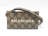 Gucci X Balenciaga Gg Supreme Monogram Logo Card Case With Strap Fw0526oordu