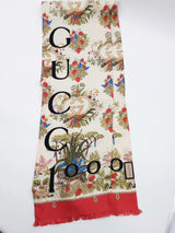Gucci 100th Anniversary Multicolor Gg Floral Tiger Silk Scarf Do0826lxzde