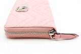 Gucci Quilted Gg Marmont Pink Leather Zip Around Wallet Eb0125lrxsa