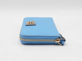 Dooney & Bourke Medium Zip Around Wallet In Sky Blue Saffiano Leather Fw0725pzdu