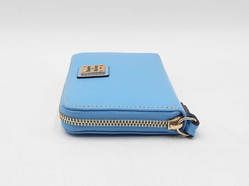 Dooney & Bourke Medium Zip Around Wallet In Sky Blue Saffiano Leather Fw0725pzdu