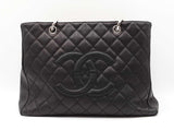 Chanel Grand Shopping Tote In Black Diamond-quilted Caviar Leather Fw1225lrzxdu