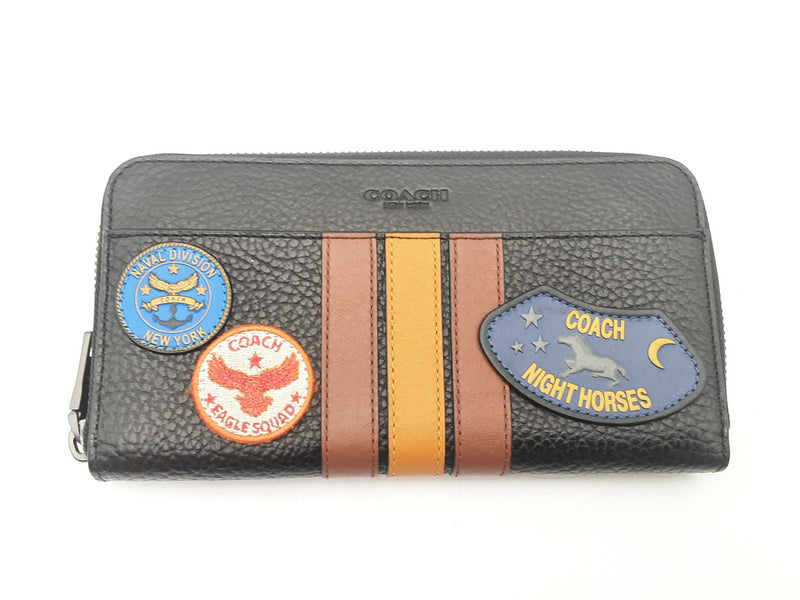 Coach Leather Acordion Wallet Varsity Stripe & Military Patches Sd0725orsa
