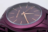 Michael Kors Slim Runway 42mm Purple Stainless Steel Quartz Watch 61.4 Grams Eb0726wrsa