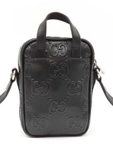 Gucci Gg Embossed Black Perforated Leather Mini Crossbody Bag Fw0425wwxdu