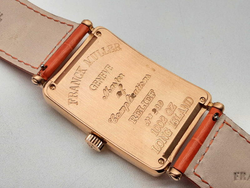 Frank Muller 30 Long Island 18k Rose Gold Orange Band Quartz Watch Do0924wxzxde