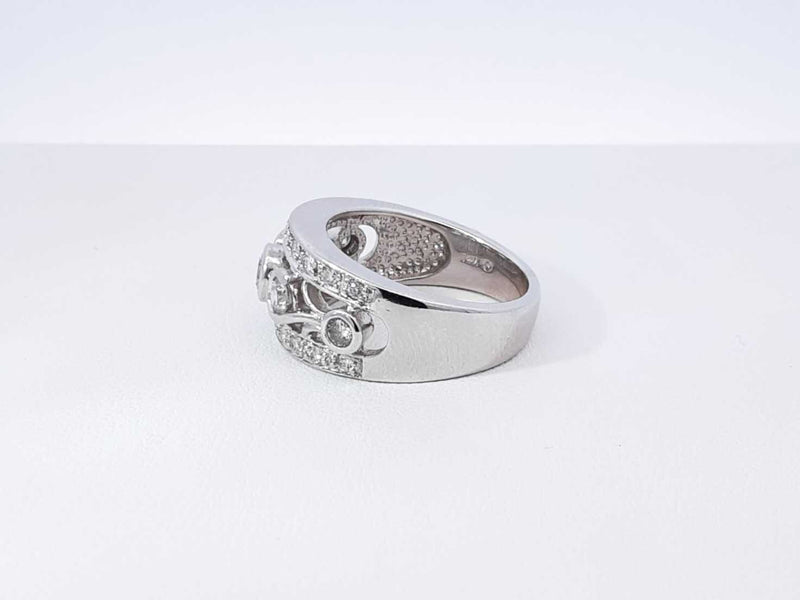 1.04 Cttw Diamond & 14k White Gold Etruscan-style Ring 7.5 Gram Sz 7 Fw0925wrzdu