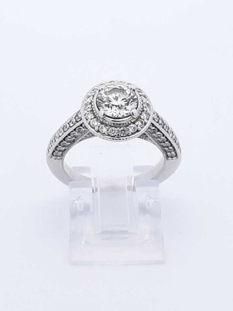 1.0 Ctw Diamond & 14k White Gold Engagement Ring 6.5 Grams Size 5.5 Fw0525lwxzdu