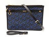 Versace La Greca Signature Coated Canvas Black & Blue Crossbody Bag Fw0725ozxdu