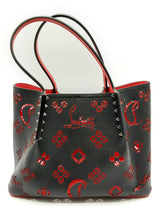 Christian Louboutin Cabarock Black Red Leather Tote Bag Do0724exzde