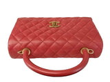 Chanel Red Caviar Large Coco Top Handle Red/ Handbag Jg0807rzxzmia