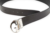 Gucci Black & Brown Leather Reversible Belt With Silver Tone Buckle Eb1225lxzdu
